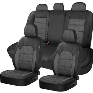 Universal Leather Car Seat Cover 43" X 20", Black x2, Storage Boxes 2