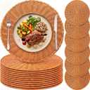 12 Pcs Round Rattan Placemats,Boho Charger Plates for Dining Table, 11.8 inches