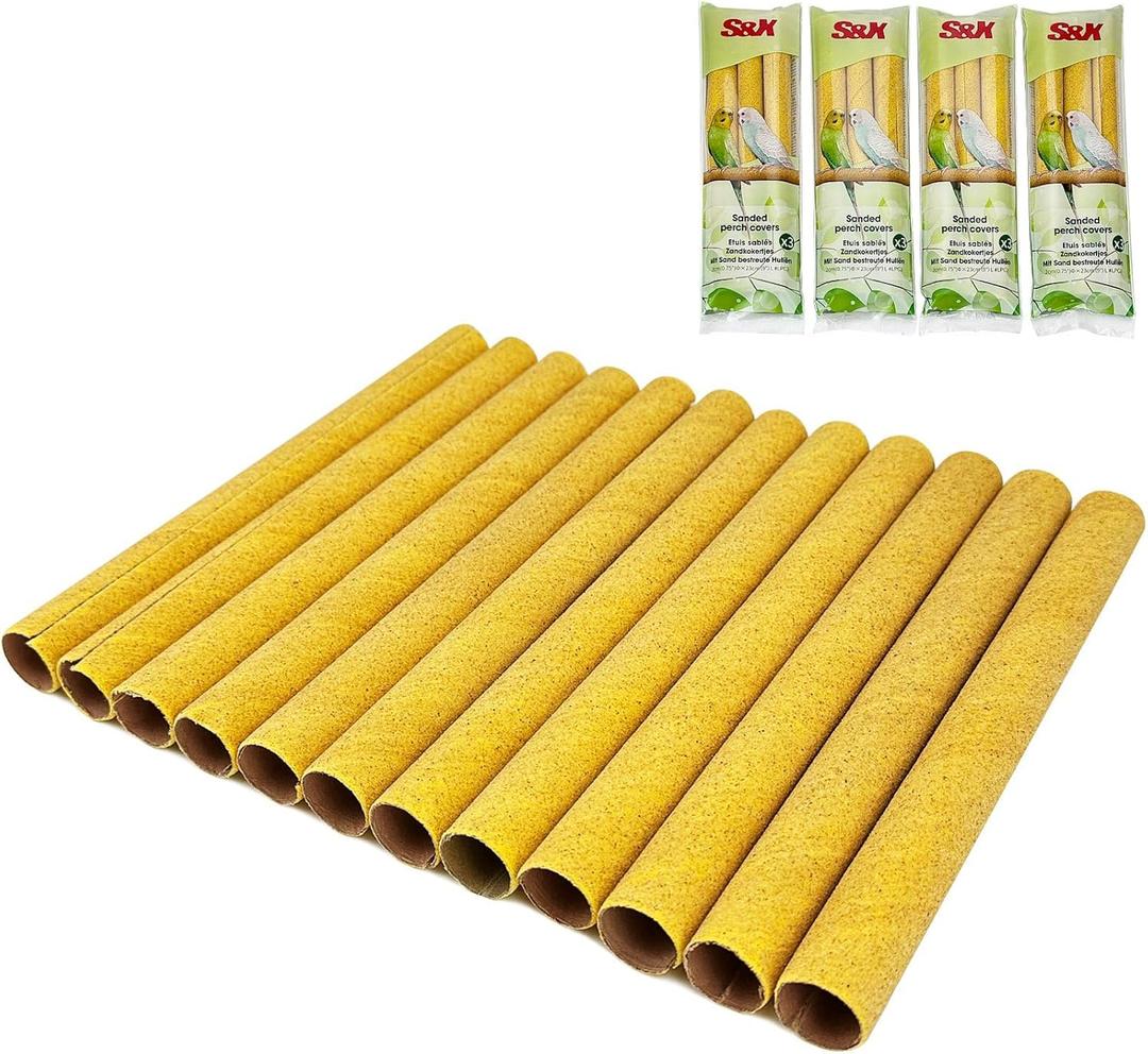 S&X 3-Pack Large Sanded Perch Covers for Parakeets, Lovebirds, Parrotlets, Finches, Canaries, Large Perch Covers,3/4" Diameter X 9" Long