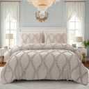 Bedbay Taupe Queen Comforter Set 3 Piece All Season Shabby Chic Ruffled Bedding Comforter & Sets Soft Microfiber Lightweight Washable Bed Set for Queen Size Bed(Tan Beige, Queen)