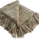 DII Textured Modern, Varigated Acrylic Woven Throw, 50x60-Inch, Stone