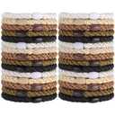 Hair Ties for Women Girls, Funtopia 30 Pcs Elastics Hair Bands Ponytail Holders for Thick Hair, No Damage No Crease Hair Elastics (Black/Brown/White/Beige/Coffee) (1.Neutral)