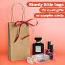 BagDream 100 Pack 3.5x2.4x6.7 Inches Mini Gift Party Favor Bags Small Brown Gift Bags with Handles Bulk Recyclable Kraft Paper Sacks
