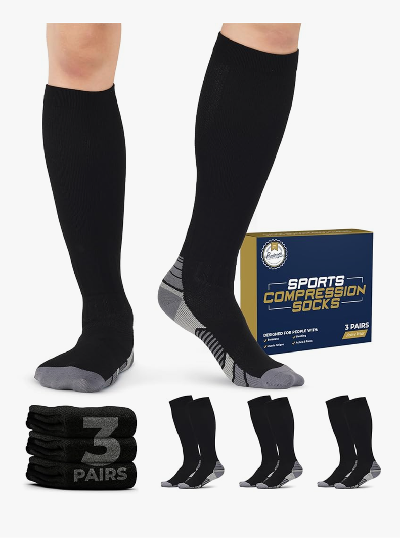 Pembrook 3 Pairs Compression Socks 20-30 mmHg - Compression Socks for Women and Men | Running, Athletic, Travel, Nurses