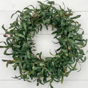 24 Inch Olive Wreath for Front Door - Spring Summer Artificial Greenery Wreath with Lifelike Olive Fruits - Year Round Farmhouse Decor for Wall Window Indoor Outdoor