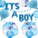Baby Shower Decoration For Boy, Baby Shower It's A Boy Blue Star Heart Balloon, Elephant Balloons, Footprints, Blue Balloons For Gender Neutral Party Decoration