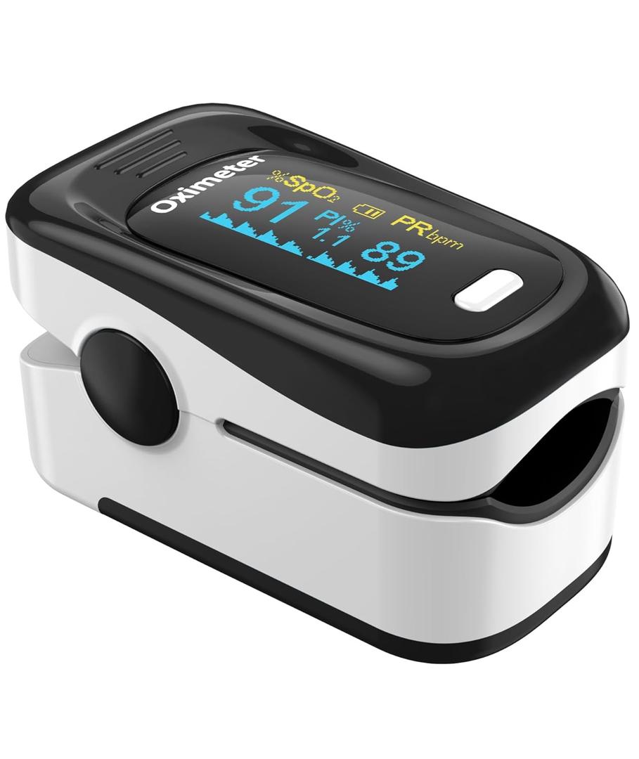 Fingertip Pulse Oximeter with Fast & High-precision SpO2 Measurement, Blood Oxygen Saturation & Pulse Rate Monitoring, OLED Screen with Large Fonts (Black & White)