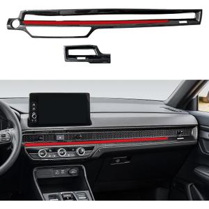 Car Dashboard A/C Air Outlet Vent Decals for 2023 2024 2025 2026 Honda CR-V Accessories CRV ABS Carbon Fiber Stickers, Black Red