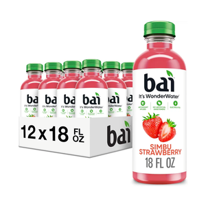 Bai Antioxidant Infused Water Beverage, Simbu Strawberry, 18 Fluid Ounce Bottle, Pack of 12, BB: 10/25/2025