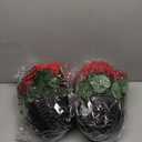 GLIDLION 2 Set Artificial Geraniums Flowers with Hanging Baskets for Outdoors - Sun Resistant Silk with Geranium Flowers, Fake Hanging Planters for Front Porch Garden Patio Home Decor (Red)