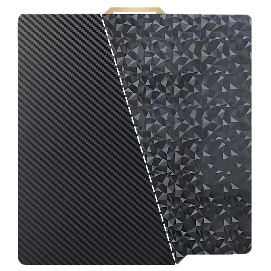 Smooth P2S PEO+PET 3D Printer Build Plate for Bambu LabP2S/ X1/X1C/X1E/P1P/P1S/A1, Flexible Diamond+Carbon Fiber Smooth Spring Steel Double Sided Bambu Sheet Removable Print Bed 257x257mm