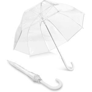 Adult Clear Bubble Umbrella with Dome Canopy and Lightweight Wind and Rain Protection (52 Inch Arc, White)