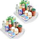 FIRJOY Lazy Susan Turntable for Refrigerator, Square Turntable Organizer for Fridge Cabinet, Pantry, Countertop | 16.5" x 11.1" (Rectangle 2 Pack - Clear)