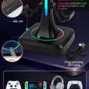 Controller Headset Stand with 10 Color Light Modes - RGB Headphone Holder for PS5, Xbox, Switch - Gaming Room Decor, Desk Organizer for Gamers