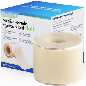 Extra Large 2''x20ft Hydrocolloid Roll for Wound Care - Cut-to-Size, Medical-Grade Hydrocolloid Patch Bandages with Self-Adhesive, Ultra Absorbent, Flexible & Waterproof, First Aid Kit Essential