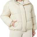 Women's Relaxed-Fit Mock-Neck Short Puffer Jacket  (Previously Daily Ritual) Sand, 2XL