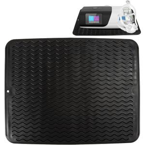 CPAP Protector Mat,Waterproof Nightstand Protector Mat,Non-Slip Protective Pad Ensure CPAP Machine Stays Stable On CPAP Nightstand,Multi-use Silicone Mat for Preventing Vibration and Noise (Black)