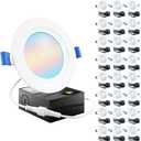 Sunco 24 Pack 4 Inch LED Recessed Light, Ceiling Canless Recessed Lights, Baffle Trim, 850 LM, 10W, Selectable CCT 2700K/3000K/4000K/5000K/6000K, Dimmable, Wafer Thin with Junction Box