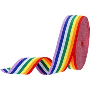 PATIKIL 1.6" Rainbow Striped Grosgrain Ribbon, 25 Yard Polyester Fabric Stripe Craft Ribbon Double Faced Design for Bow Gift Wrapping DIY Making Christmas Decorations