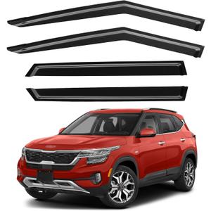 Window Visors Rain Guards for 2021 2022 2023 2024 2025 Kia Seltos, Out-Channel Window Vent Wind Deflectors Visors Shades for 21-25 Seltos LX S EX S SX Turbo X-Line