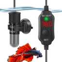 AquaMiracle Mini Aquarium Heater 10W Small Fish Tank Heater for 1-2 Gal Tanks, Digital Display Thermostat Betta Heater with Dry-Run & Overheat Protection, Memory Function