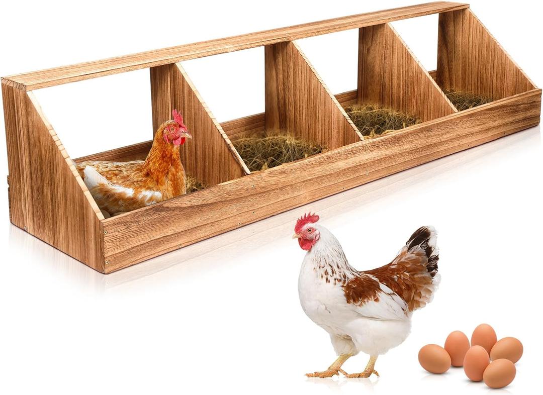 Chicken Nesting Boxes, Chicken Laying Boxes Coop Accessories Roosting Laying with Liners Large Bedding for Hens Birds Duck Coop Poultry Habitat Supplies(4 Compartment)
