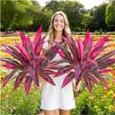Artificial Tropical Plant UV Resistant Large Faux Plants Outdoor Fake Boston Ferns Potted Plants Realistic Agave Plastic Hostas Greenery Patio Outside Shrubs Flower Grass Front Porch Decor (2, Purple)