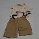 YUEMION Infant Baby Boy Clothes Gentleman Outfits Suits Summer Short Sleeve Bowtie Bodysuit Shirts + Suspender Shorts (9-12M)