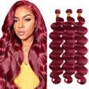 30 32 34 inch Vinmdonm 99J Bundles Human Hair Unprocessed Virgin Remy Burgundy Body Wave 3 Bundles Human Hair Extensions