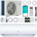 9000 BTU Mini Split AC/Heat Pump - WiFi Enabled, 19 SEER2, 115V, Cools 450 Sq.Ft, Alexa Compatible, Remote Control, Self-Cleaning, Includes Installation Kit