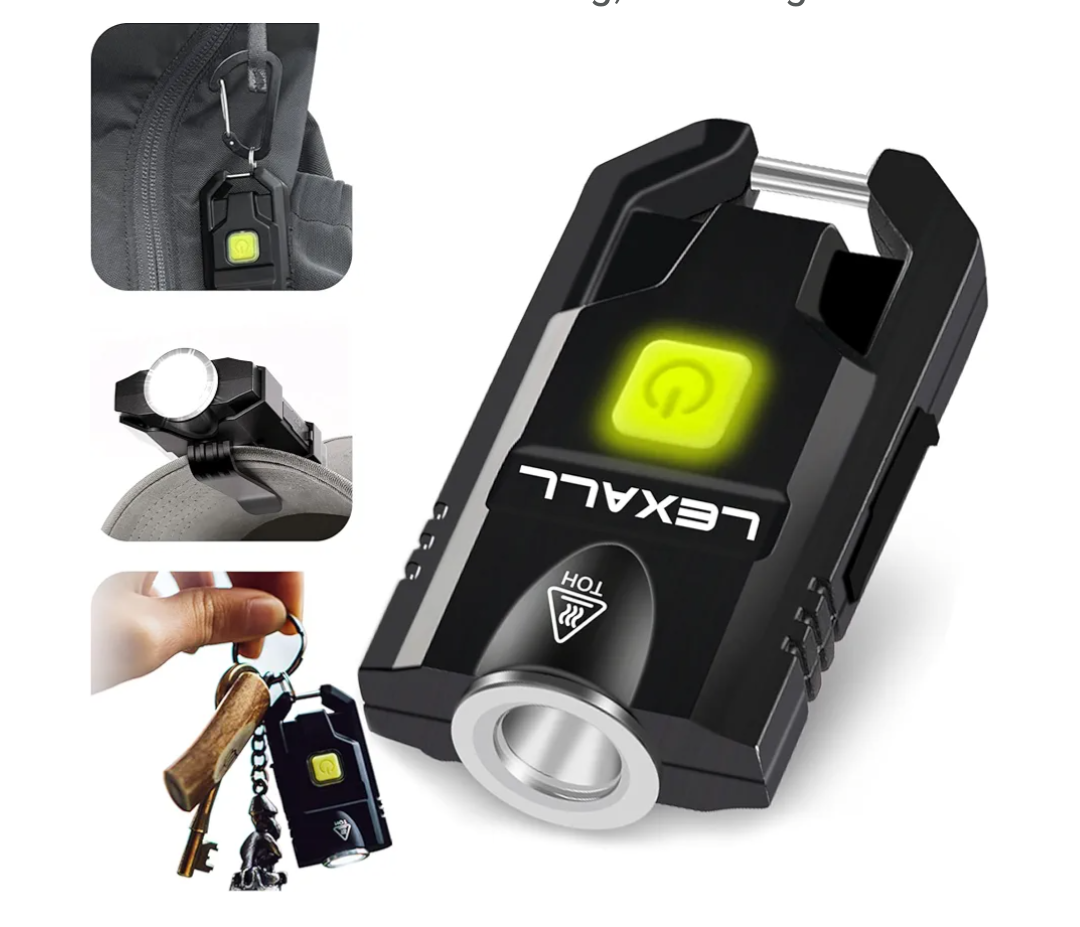 lexall LED Small Flashlight, 500Lumens Bright Mini Keychain Light, Portable USB Rechargeable Pocket Lights with 3 Modes Compact Baseball Cap Lights Indoor and Outdoor for Walking,Searching