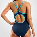 G Gradual Women's One Piece Athletic Training Swimsuit | Quick Dry, UPF 50+, Removable Padded, Adjustable Straps, Full Lining, Bathing Suit for Competitive, Lap Swimming, Surfing (Blue) XL 