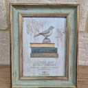 5x7 Wood Picture Frame with Real Glass, Blue Frame with Vintage Beaded Inner Border, Matted to 4x6, Vertical and Horizontal for Tabletop or Wall Hanging