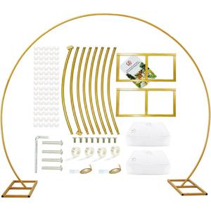 LANGXUN 9.5ft Large Size Metal Circle Balloon Arch Stand Decoration, Arch Frame for Birthday Wedding Graduation Decorations and Event Party Supplies, Baby Shower Photo Background (Gold)