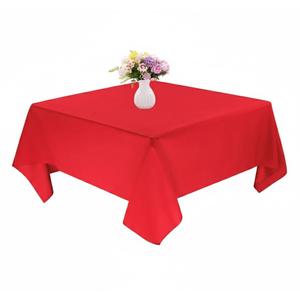 Square Table Cloth 52x52 Inch Red Tablecloth Machine Washable Fabric Polyester Table Cover for Dining, Buffet Parties, Picnic, Events, Weddings and Restaurants, Red