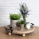 Kate and Laurel Bruillet Round Wooden Footed Tray with Handles, 15 inch Diameter, Rustic Finish
