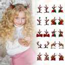 Cute Christmas Hair Clips, Christmas Antler Hair Clip, Moose Antler Deer Headband Hair Clips for Women Small Gifts Xmas Hair Accessories (10 PCS Brown)