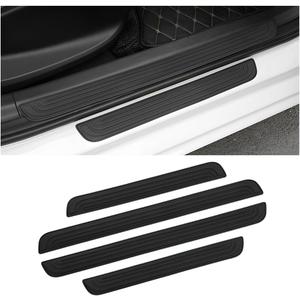 AICEL Car Door Sill Plate Protectors, 4 Pcs PVC Soft Rubber Front/Rear Door Sill Scuff Plate Guard, Universal Car Door Entry Decoration Stickers, Anti-Scratch Welcome Pedal Protector Cover (23.6*2.4+15.7*2.4, Black)