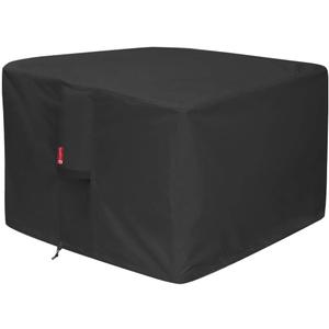SheeChung Gas Fire Pit Cover Square-Premium Patio Outdoor Cover Heavy Duty Fabric with PVC Coating,100% Waterproof,Anti-Crack,Fits for 29”,30",31",32" Fire Pit/Table Cover (32”L x 32”W x 24”H,Black)
