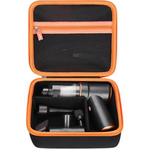 Hard Travel Case for KMM Handheld Car Vacuum Cleaner, Portable Auto Vacuum Cleaner Accessories Storage Bag Carrying EVA Case for KMM LT-117 9000Pa Air Duster (Black-Orange)