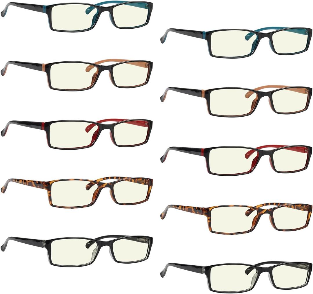 Eyekepper 10 pack Blue Light Blocking Reading Glasses Computer Readers for Women +0.00