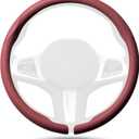 Aimato Nappa Leather Steering Wheel Cover, Ultra-Thin Car Steering Wheel Cover,Comfortable & Breathable Microfiber,Universal Fit for Most Cars,Wine Red