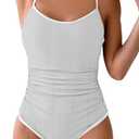 Eomenie Women's One Piece Swimsuit Tummy Control Slimming Bathing Suit Color Block Spaghetti Strap 1 Piece Swim Suit Swimwear S