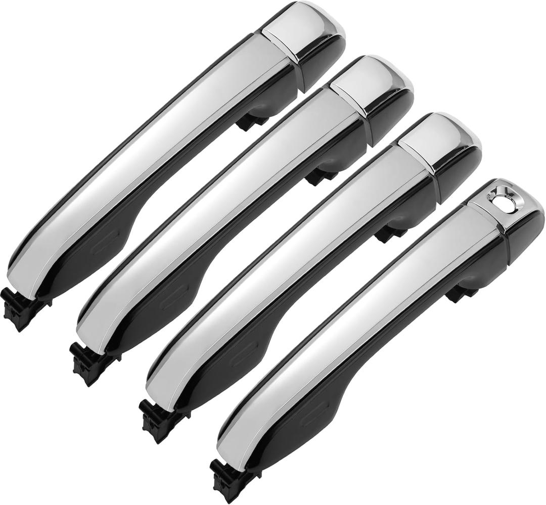 Set of 4 Exterior Door Handles Compatible with Toyota 4Runner 2010-2020, Lexus GX460 2010-2021 & Land Cruiser 2009-2020, Front and Rear Driver and Passenger Side (Chrome & Black)