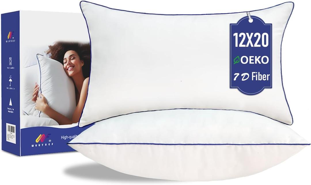 12x20 Pillow Insert Set of 2–Lumbar Pillow Inserts,Soft Rectangular Cushion Inserts, Hypoallergenic Virgin Microfiber Filling, Machine Washable