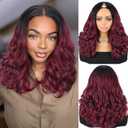 Quantum Love V Part Yaki Curly Wigs for Black Women Ombre Red Afro Curly V Part Synthetic Wig 16Inch Red No Leave out Clip in Half Wig