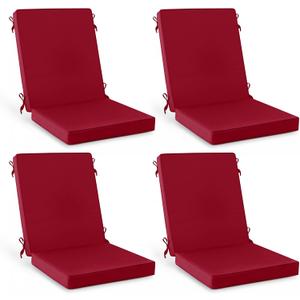 Summsun Patio Dining Seat Cushions, High Back Outdoor Chair Cushion with Water Resistant Removable Covers, Ties, Non-Slip Bottom for Garden Lawn Patio Furniture, 44 x 20 Inch, Burgundy, Set of 4