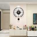 Large Wall Clock for Living Room Decor Modern Silent Pendulum Wall Clock for Home House Kitchen Bedroom Decorative Big Wall Clock Non Ticking Battery Operated Quartz for Indoor Bathroom 17 Inch