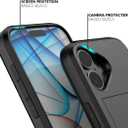 Nvollnoe Compatible with iPhone 17 Case with Card Holder Dual Layer Heavy Duty Protective Shockproof Hidden Card Slot Slim Wallet Phone Case for Women&Men 6.3 inch(Black)