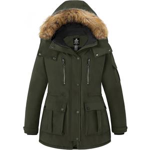 wantdo Plus Size Winter Coats for Women Parka Overcoat Warm Winter Jacket with Hood, Size: 3X